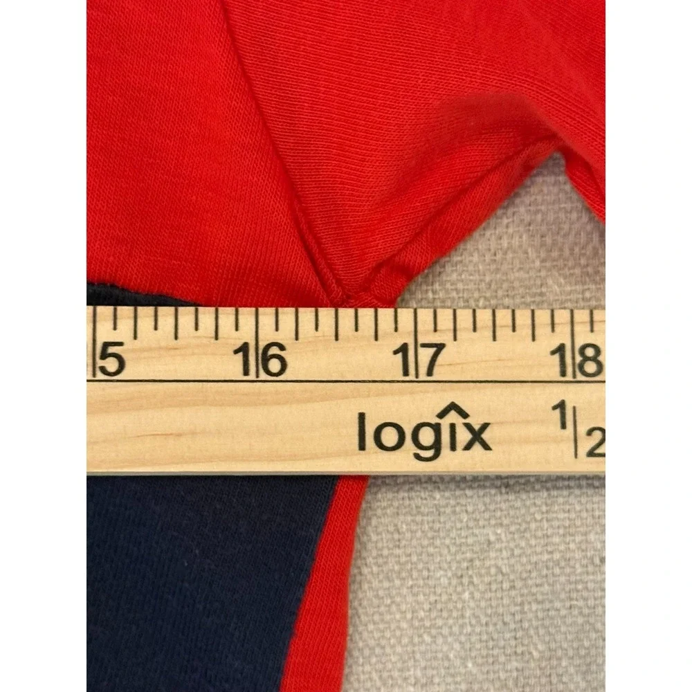 Vintage 70s Adidas Trefoil 3 Stripe V-Neck Shirt Medium 38-40 Red Navy Blue USA
